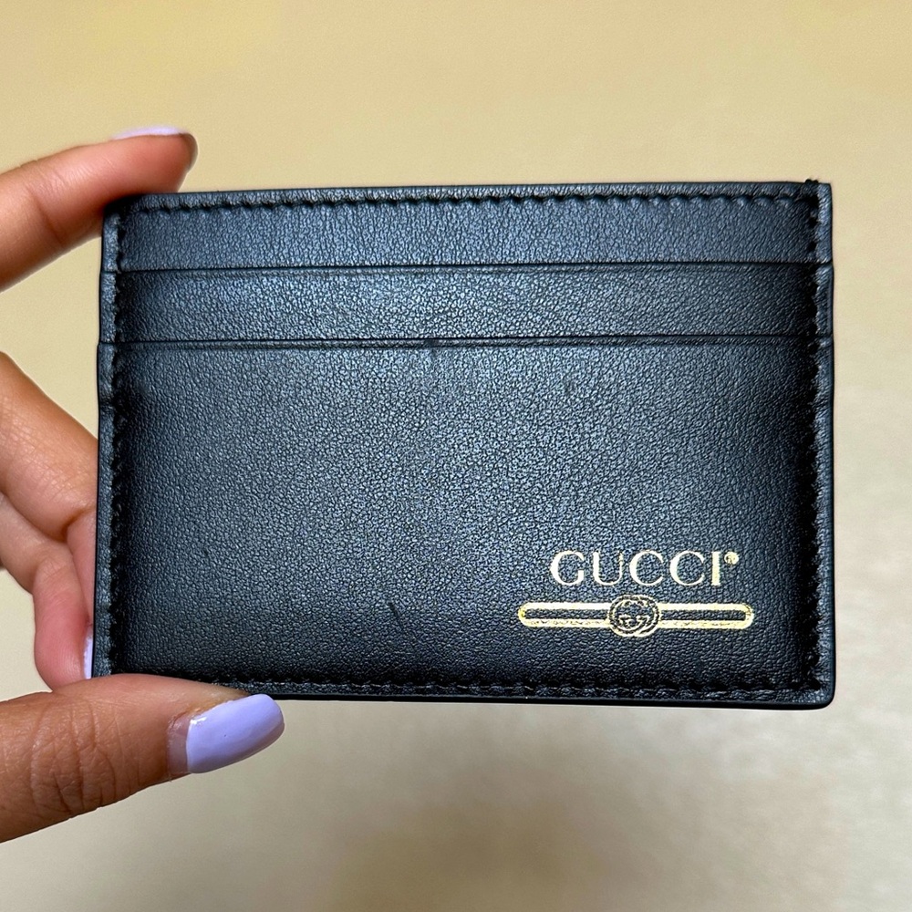 NWOT Gucci Leather Card Case Holder in Black